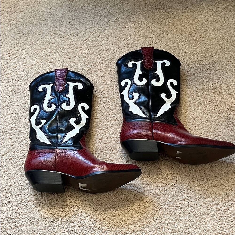 Nine West Red and Black Leather Boots